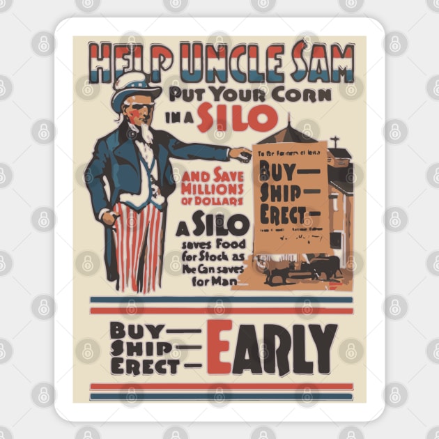 Build a Silo for the Nation - WWI Propaganda Poster Sticker by TuncGK